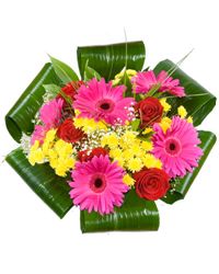 bouquet of roses gerberas and chrysanthemums